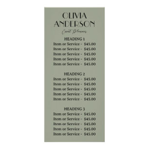 Elegant Sage Green Neutral Boho Modern Unique Rack Card