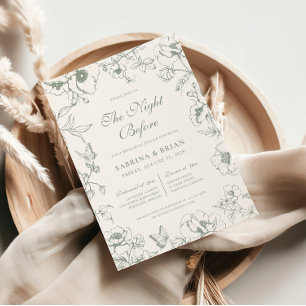 Elegant Sage Green Night Before Rehearsal Dinner Invitation