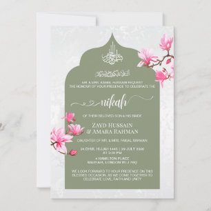 Elegant Sage Green Nikah Invitation   Magnolias