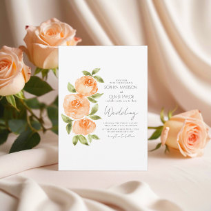 Elegant Sage Green Orange Boho Floral Wedding  Invitation