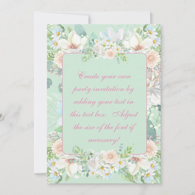 Elegant Sage Green Pastel Floral Garden Party Invitation (Front)