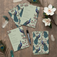 Elegant Sage Green Peacock and Flowers Wedding