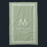 Elegant Sage Green Personalised Monogrammed Tea Towel<br><div class="desc">Elegant Sage Green Personalised Monogrammed kitchen towel</div>