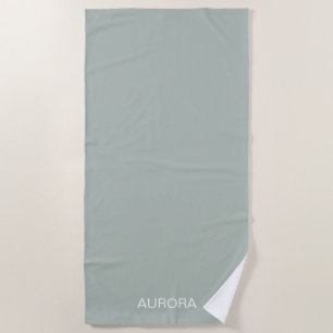 Elegant Sage Green Personalised Name -  Beach Towel