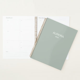 Elegant Sage Green Personalised Name -  Planner