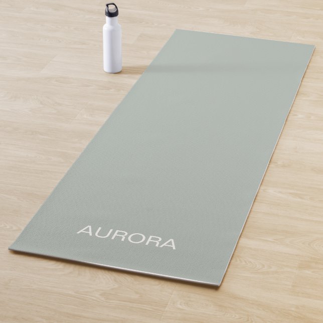 Elegant Sage Green Personalised Name Yoga Mat (In Situ)