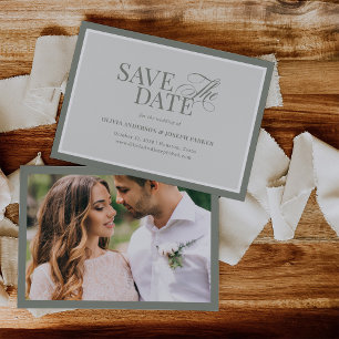 Elegant Sage Green Photo   Classic Luxe Save The Date
