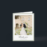 Elegant Sage Green Photo Modern Wedding Thank You Card<br><div class="desc">Modern wedding thank you cards featuring a clean design with serif and script fonts.</div>
