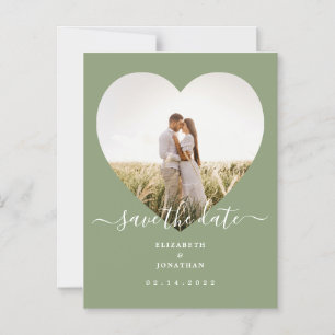 Elegant Sage Green Photo Wedding Save The Date Magnetic Invitation