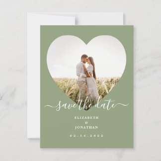Elegant Sage Green Photo Wedding Save The Date Magnetic Invitation