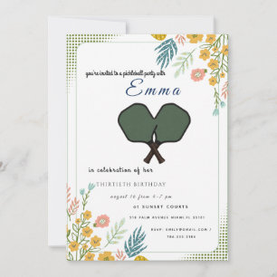 Elegant Sage Green Pickleball 30th Birthday  Invitation