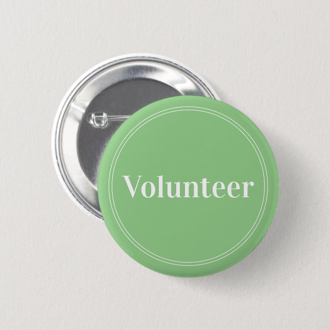 Elegant Sage Green Pin-back Volunteer Buttons (Front & Back)