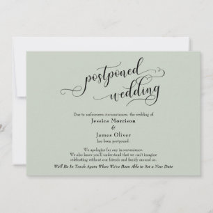 Elegant Sage Green Postponed Wedding Update Card