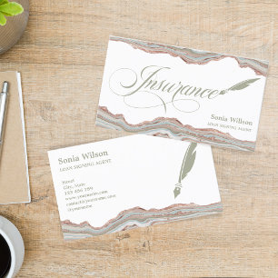 Elegant Sage Green Professional Insurance Agent Business Card