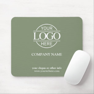 Elegant Sage Green Promotional Business Logo Mouse Mat