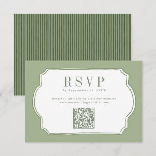 Elegant Sage Green QR Code Wedding Website RSVP Card