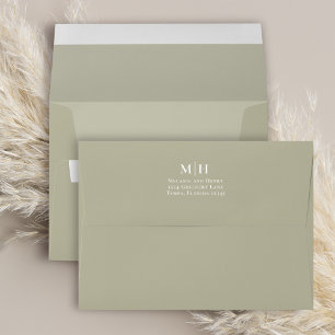 Elegant Sage Green Return Address  Envelope