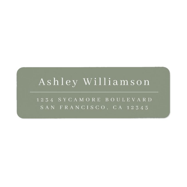 Elegant Sage Green Return Address Label (Front)