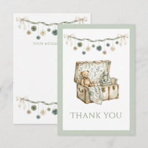 Elegant Sage Green Ribbon Vintage Wardrobe Thank You Card