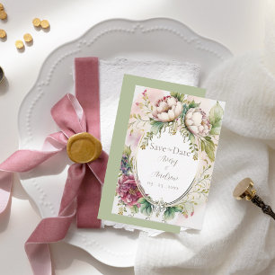 Elegant Sage Green Romantic Rustic Save The Date