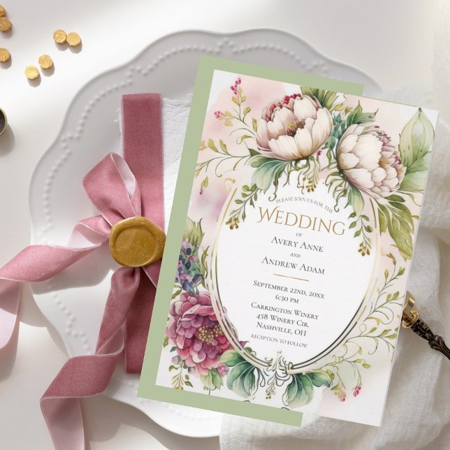 Elegant Sage Green Romantic Rustic Wedding Invitation (Creator Uploaded)