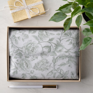 Elegant Sage Green Rose Floral Tissue Paper