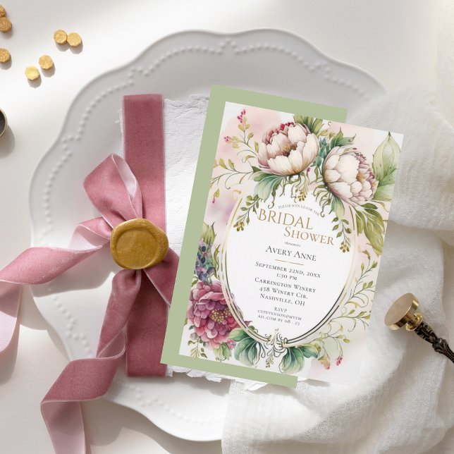 Elegant Sage Green Rustic Bridal Shower Invitation (Creator Uploaded)