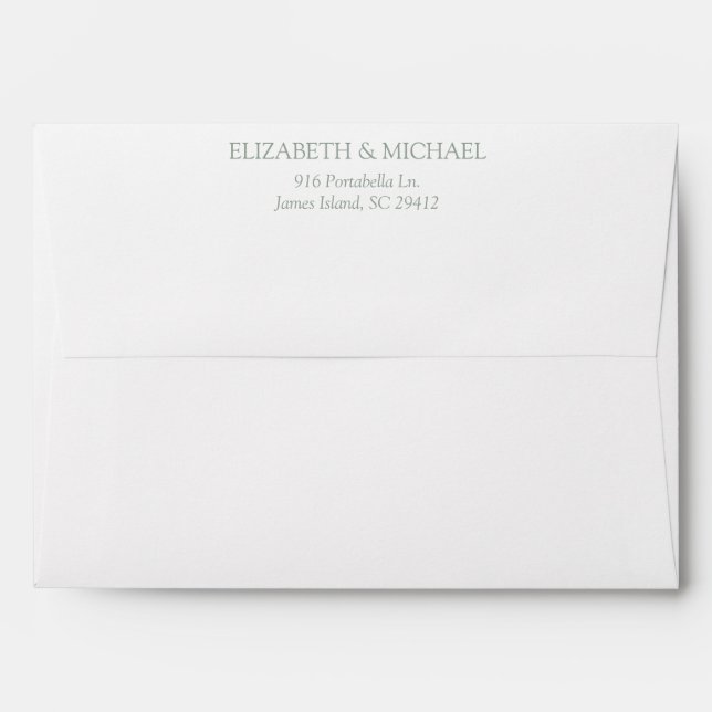 Elegant Sage Green Rustic Leafy Return Address Envelope (Back (Top Flap))
