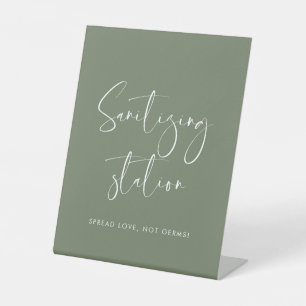 Elegant sage green Sanitising station wedding sign