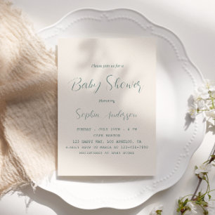 Elegant Sage Green Script Baby Shower - Minimalist Invitation