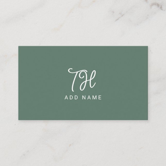 Elegant Sage Green Script Event Planner Business Card (Front)