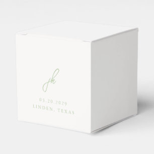 Elegant Sage Green Script Monogram Wedding Favour Box