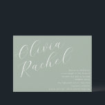Elegant Sage Green Script Name Minimal Bat Mitzvah Invitation<br><div class="desc">This contemporary bat mitzvah invitation features a minimalist horizontal composition and a beautiful script calligraphy in white on a Sage Green background.</div>