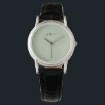 Elegant sage green script name watch<br><div class="desc">Elegant sage green script name Watch. Personalise name.</div>