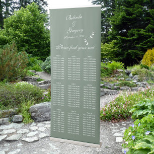 Elegant Sage Green Script Wedding Seating Chart Retractable Banner
