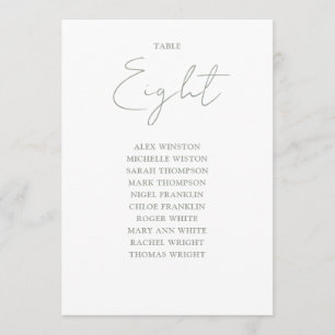 Elegant Sage Green Seating Chart Table Number