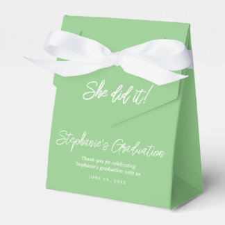 Elegant Sage Green She Did It Graduation Party  Favour Box