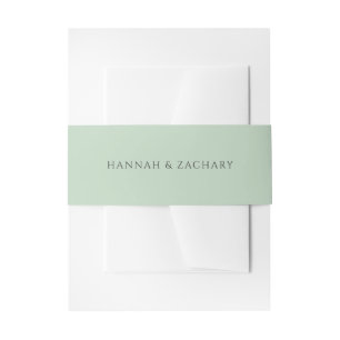Elegant  Sage Green Simple Modern Wedding Invitation Belly Band
