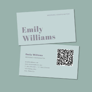 Elegant Sage Green Simple Professional   QR Code Business Card