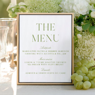 Elegant Sage Green & Soft Blue Wedding Menu Sign