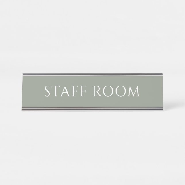 Elegant Sage Green Staff Room Name Plate (Front)