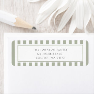 Elegant Sage Green Stripes Address