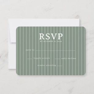 Elegant Sage Green Stripes RSVP Card