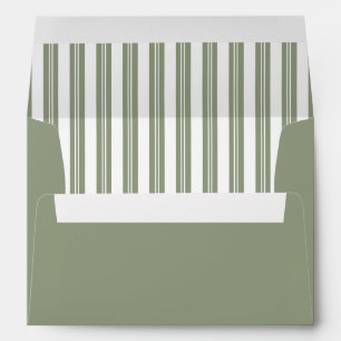 Elegant Sage Green Stripes Wedding Envelope