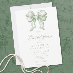 Elegant Sage Green Toile French Bridal Shower Invitation
