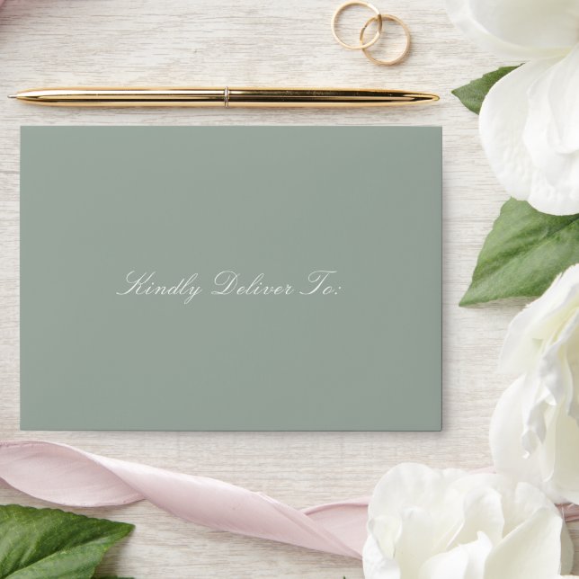 Elegant Sage Green Traditional Wedding Envelope (Wedding)