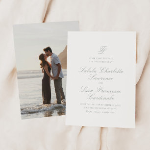 Elegant Sage Green Traditional Wedding Save The Date