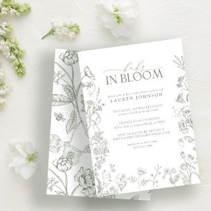 Elegant Sage Green Victorian Floral Baby In Bloom Invitation
