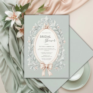Elegant Sage Green Vintage Bridal Shower Invitation