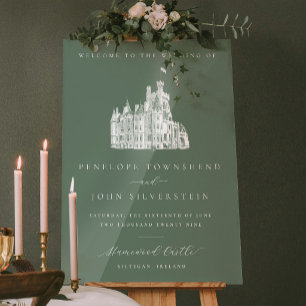 Elegant Sage Green Vintage Castle Welcome Wedding Acrylic Sign